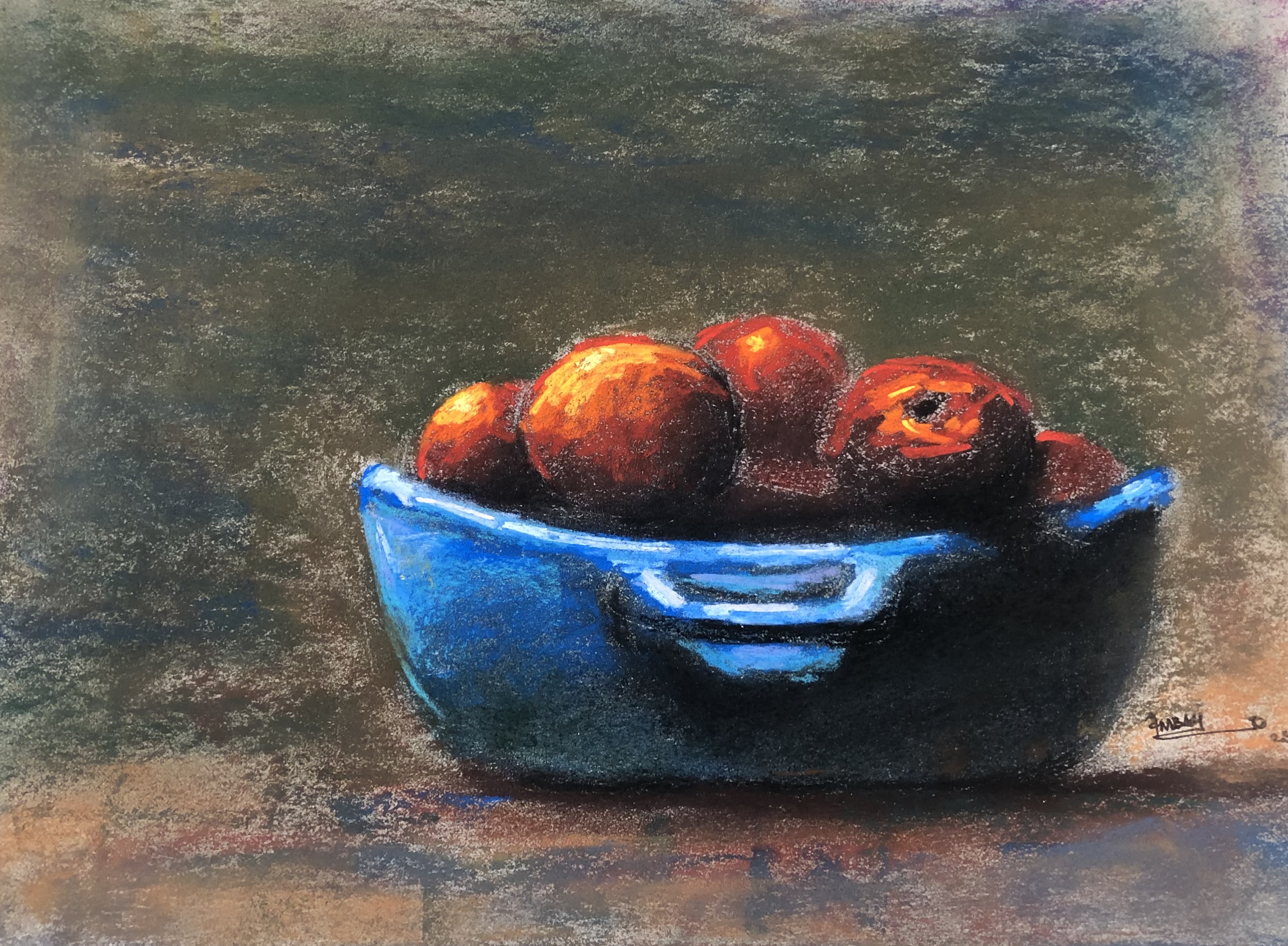 bowl-of-fruits-ii-pastel-painting